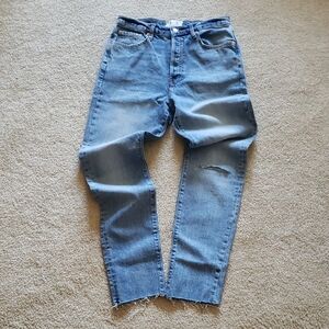 We The Free High Rise Distressed Blue Jeans Slim Fit Button Fly Sz 29 NWT Baddie